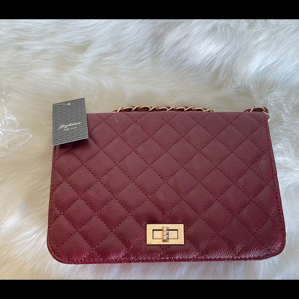 Quilted convertible red faux leather crossbody, NWT